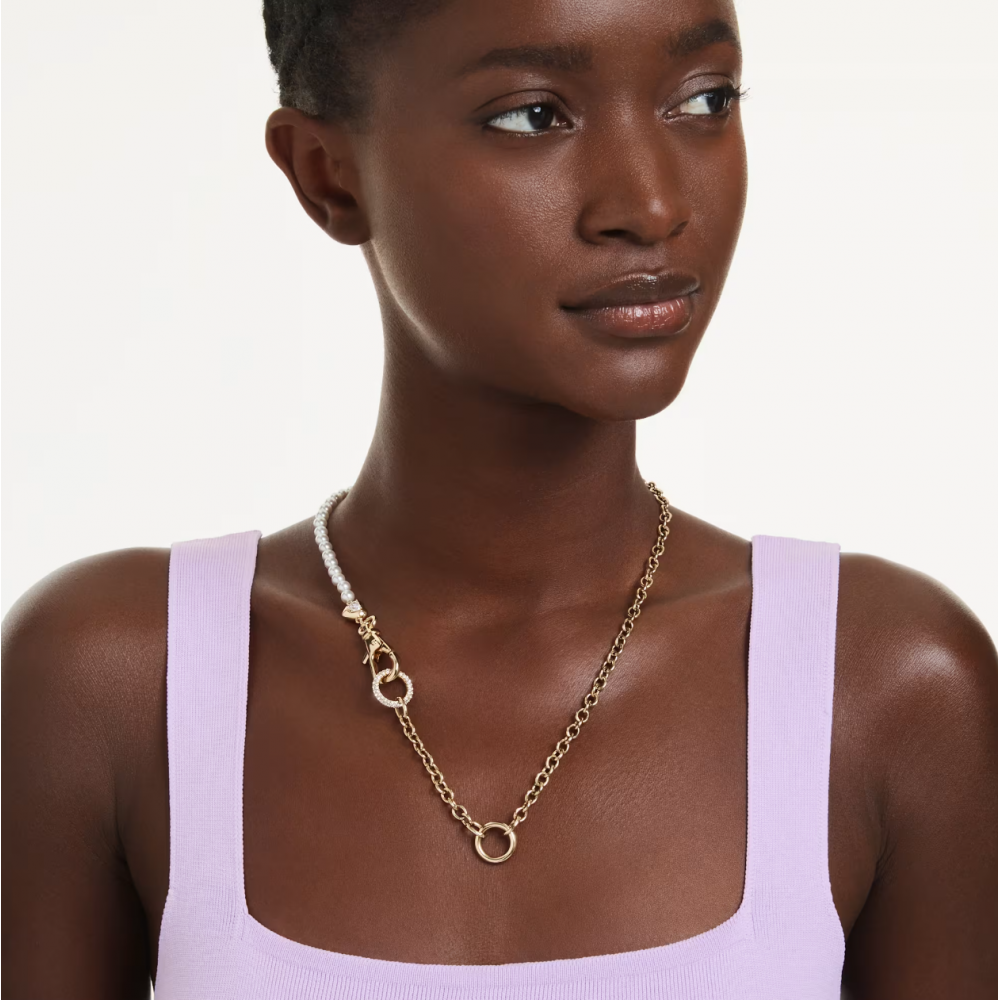 SWAROVSKI Κολιέ Idyllia Crystal Pearl, Λευκό, Επιμετάλλωση σε χρυσό τόνο 5742961