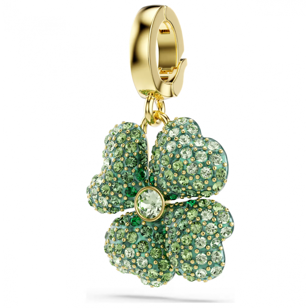 SWAROVSKI Γούρι Idyllia Τυχερό Τριφύλλι, Πράσινο, Επιμετάλλωση σε Χρυσό Τόνο 5743130