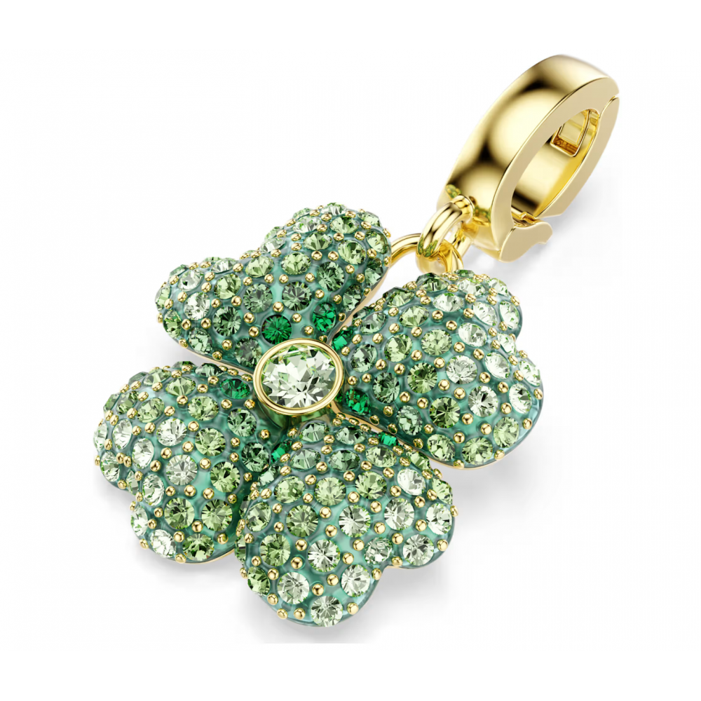SWAROVSKI Γούρι Idyllia Τυχερό Τριφύλλι, Πράσινο, Επιμετάλλωση σε Χρυσό Τόνο 5743130