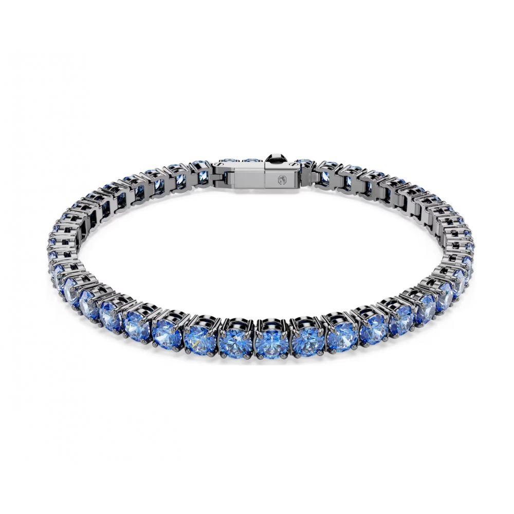 Swarovski, Βραχιόλι Matrix Tennis Στρογγυλή κοπή, Μπλε, Επιμετάλλωση ρουθηνίου 5743440