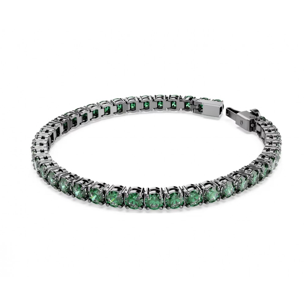 Swarovski, Βραχιόλι Matrix Tennis Στρογγυλή κοπή, Πράσινο, Επιμετάλλωση ρουθηνίου 5743446