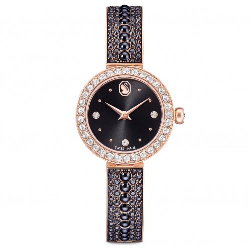 SWAROVSKI Matrix Pearl Bangle Eλβετικής κατασκευής, Κρυστάλλινο μπρασελέ, Μαύρο, Φινίρισμα σε χρυσό σαμπανί τόνο 5743697