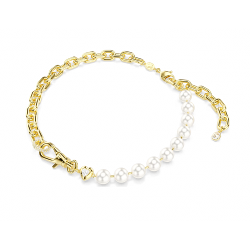 SWAROVSKI Κολιέ Idyllia Crystal Pearl, Λευκό, Επιμετάλλωση σε χρυσό τόνο 5743993