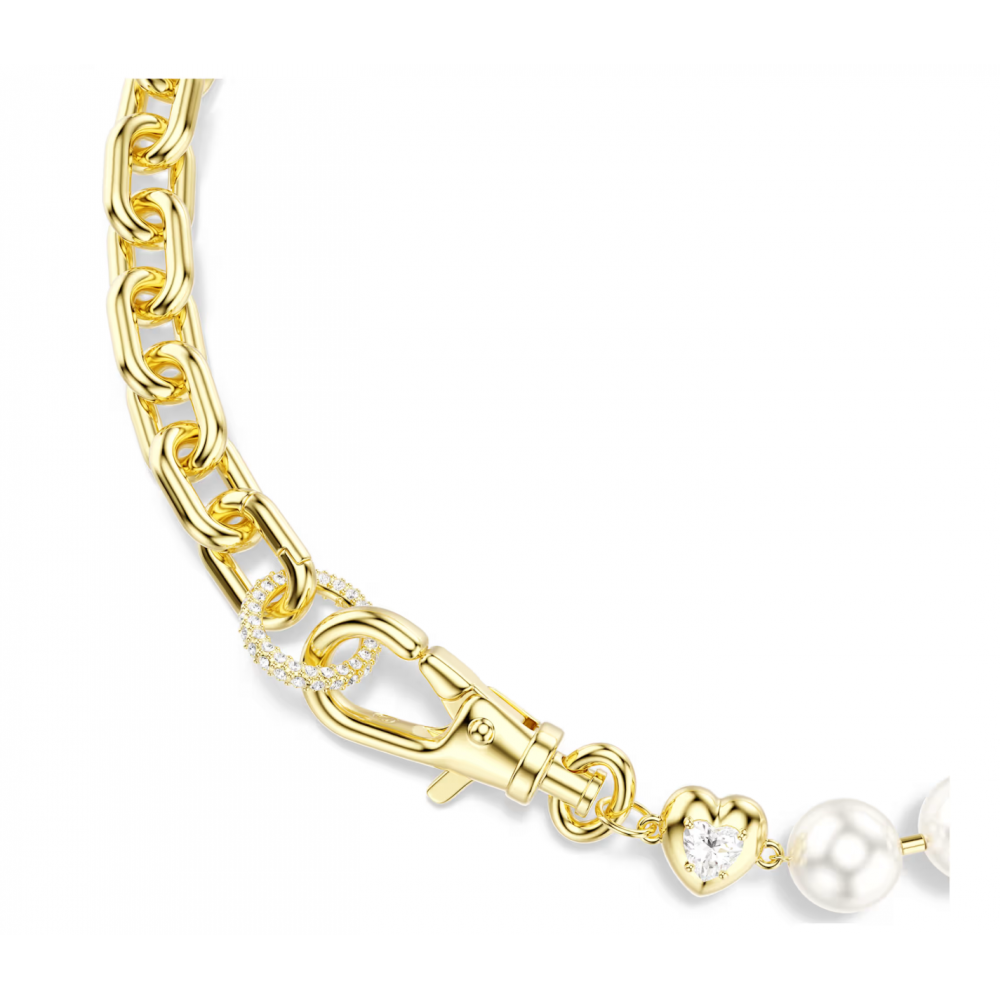 SWAROVSKI Κολιέ Idyllia Crystal Pearl, Λευκό, Επιμετάλλωση σε χρυσό τόνο 5743993