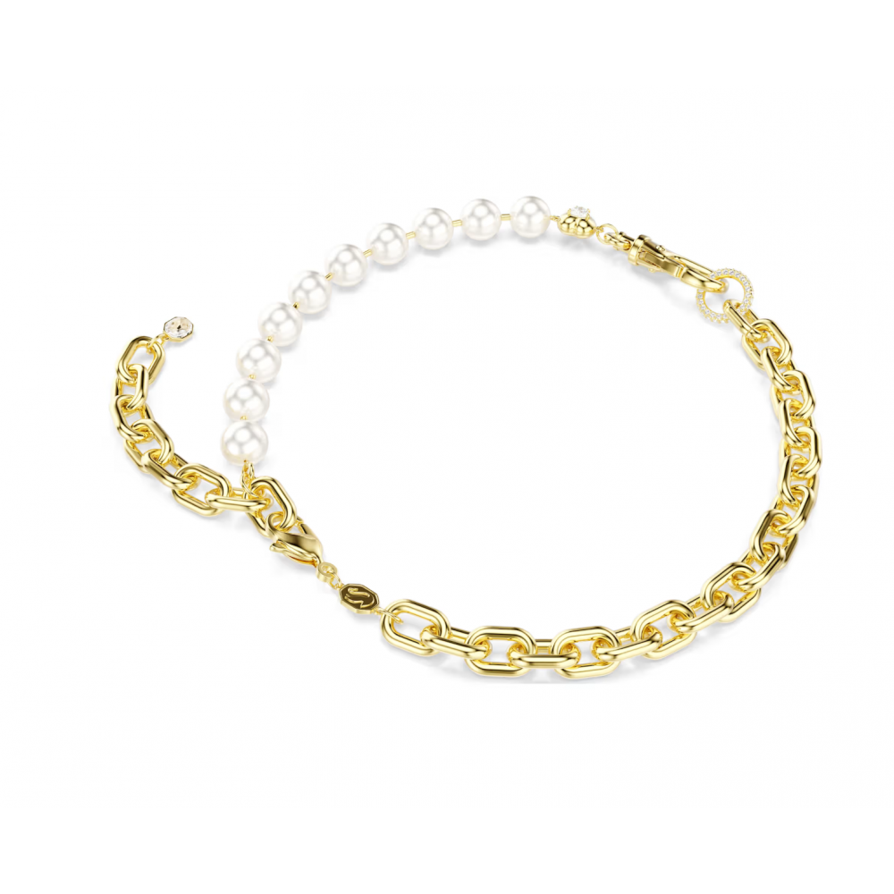 SWAROVSKI Κολιέ Idyllia Crystal Pearl, Λευκό, Επιμετάλλωση σε χρυσό τόνο 5743993