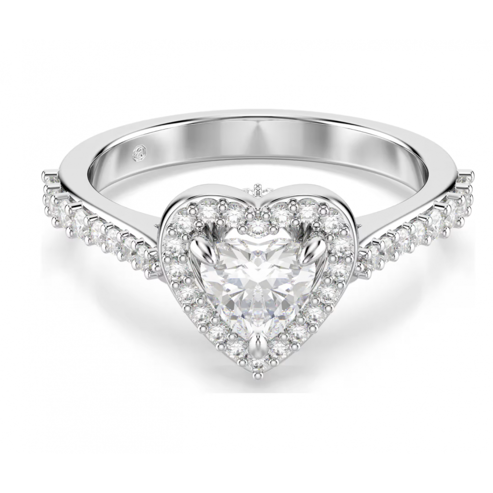 SWAROVSKI Una Angelic Δαχτυλίδι, Μίξη Κοπών, Καρδιά, Λευκό, Επιμετάλλωση Ροδίου 5744046