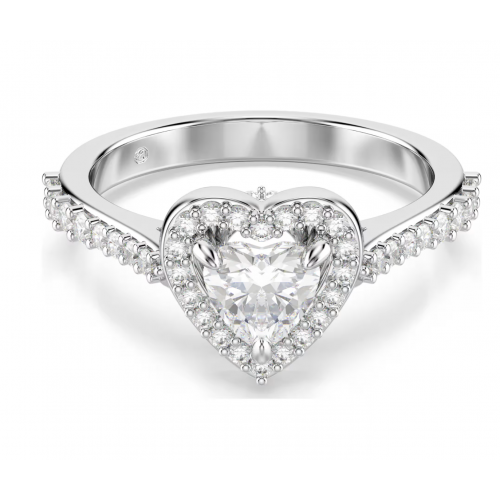 SWAROVSKI Una Angelic Δαχτυλίδι, Μίξη Κοπών, Καρδιά, Λευκό, Επιμετάλλωση Ροδίου 5744046