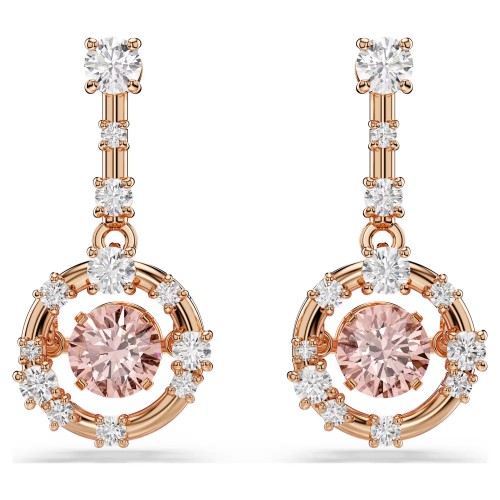 SWAROVSKI Σκουλαρίκια-Σταγόνα Constella, Στρογγυλή κοπή, Ροζ, Επιμετάλλωση σε Ροζ-Χρυσό, 5744239