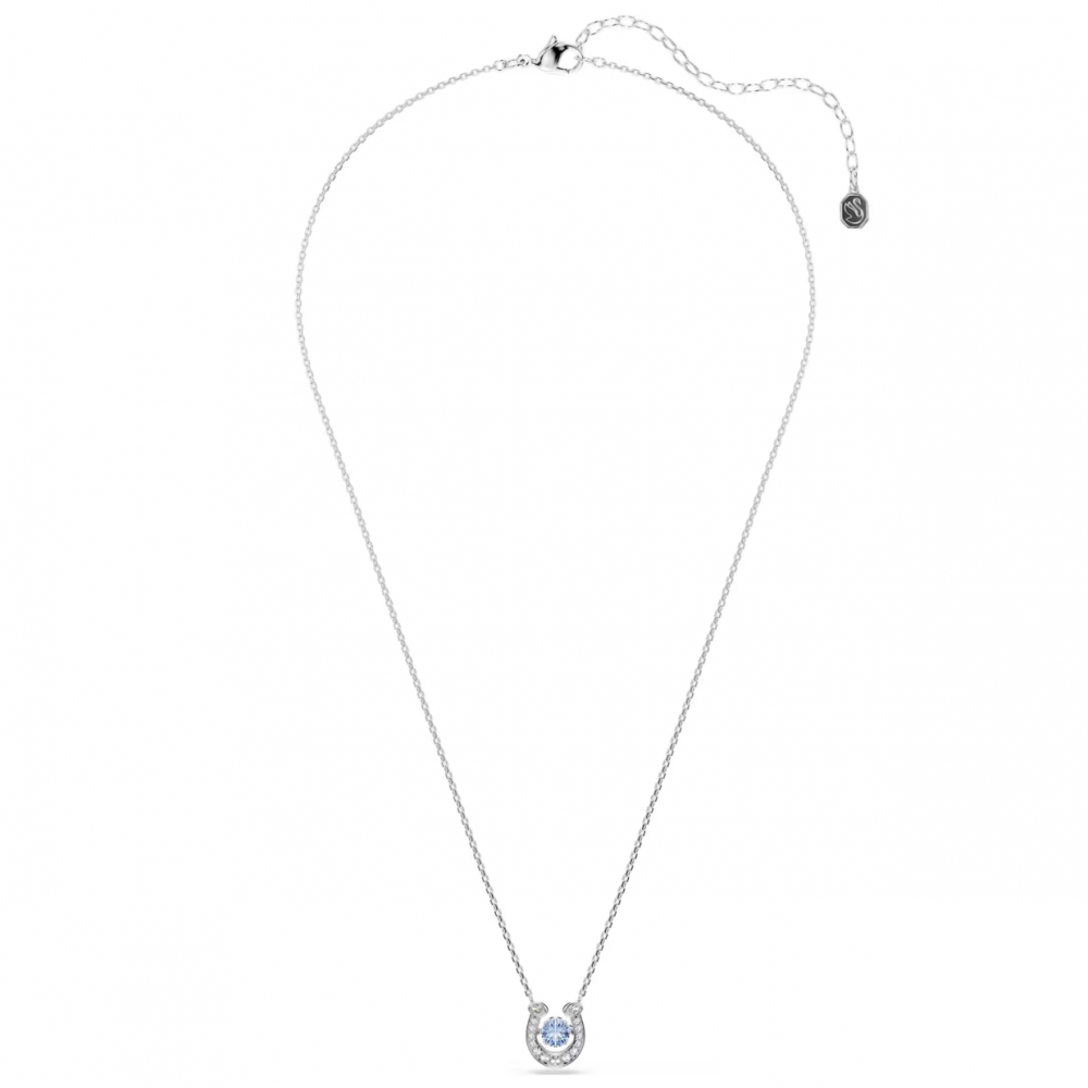 SWAROVSKI Symbolica, Μενταγιόν με Αλυσίδα, Στρογγυλή κοπή, Pave, Μπλε, Πέταλο, Επιμετάλλωση ροδίου 5746562