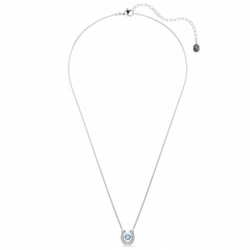 SWAROVSKI Symbolica, Μενταγιόν με Αλυσίδα, Στρογγυλή κοπή, Pave, Μπλε, Πέταλο, Επιμετάλλωση ροδίου 5746562