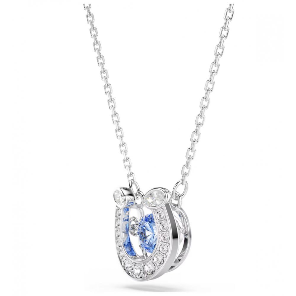 SWAROVSKI Symbolica, Μενταγιόν με Αλυσίδα, Στρογγυλή κοπή, Pave, Μπλε, Πέταλο, Επιμετάλλωση ροδίου 5746562