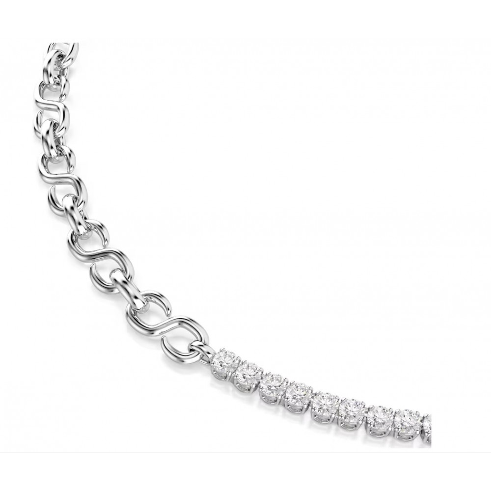 SWAROVSKI Κολιέ Matrix, Σχήμα S, Στρογγυλή κοπή, Λευκό, Επιμετάλλωση ροδίου 5747732