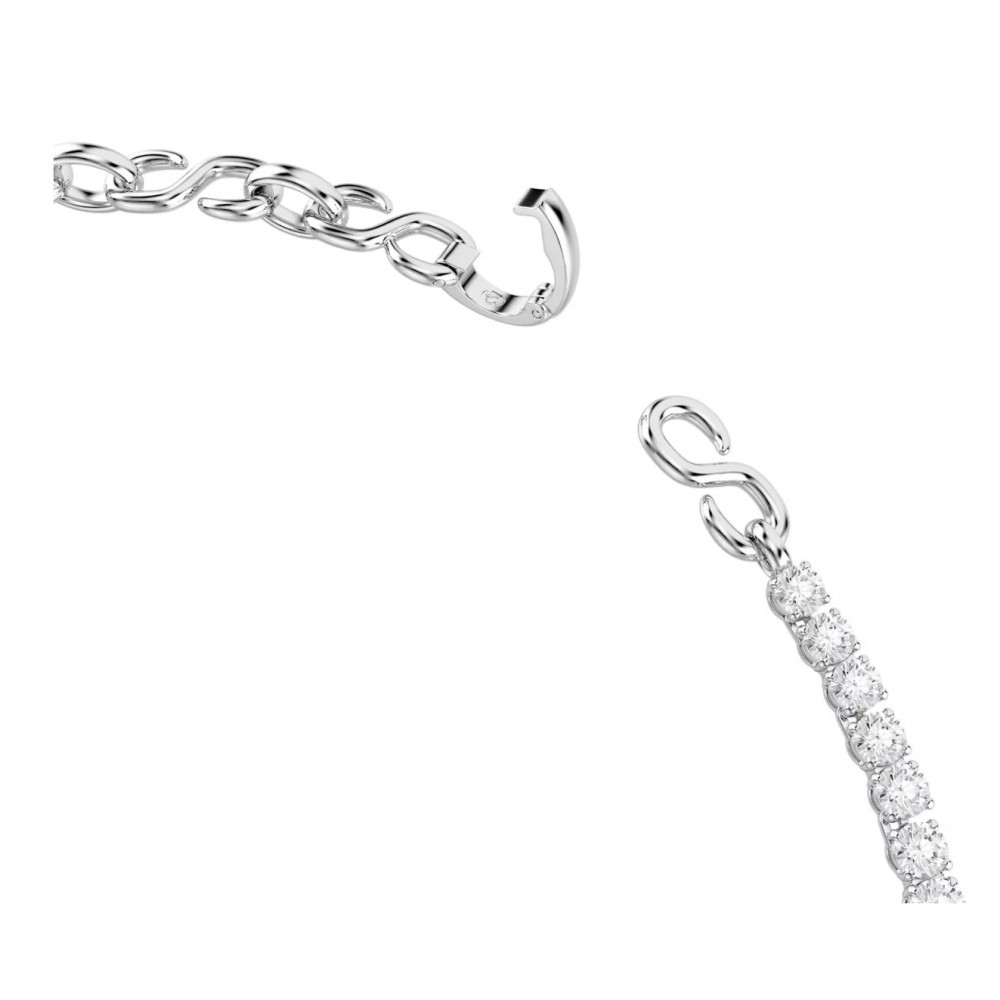 SWAROVSKI Κολιέ Matrix, Σχήμα S, Στρογγυλή κοπή, Λευκό, Επιμετάλλωση ροδίου 5747732