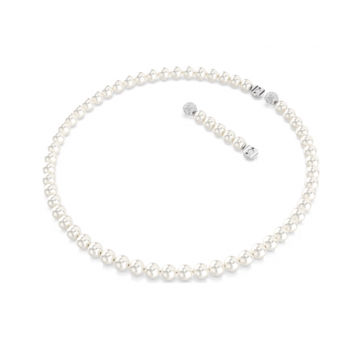SWAROVSKI Κολιέ Matrix Crystal Pearl, Λευκό, Επιμετάλλωση ροδίου 5747746