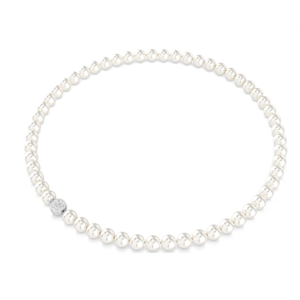 SWAROVSKI Κολιέ Matrix Crystal Pearl, Λευκό, Επιμετάλλωση ροδίου 5747746