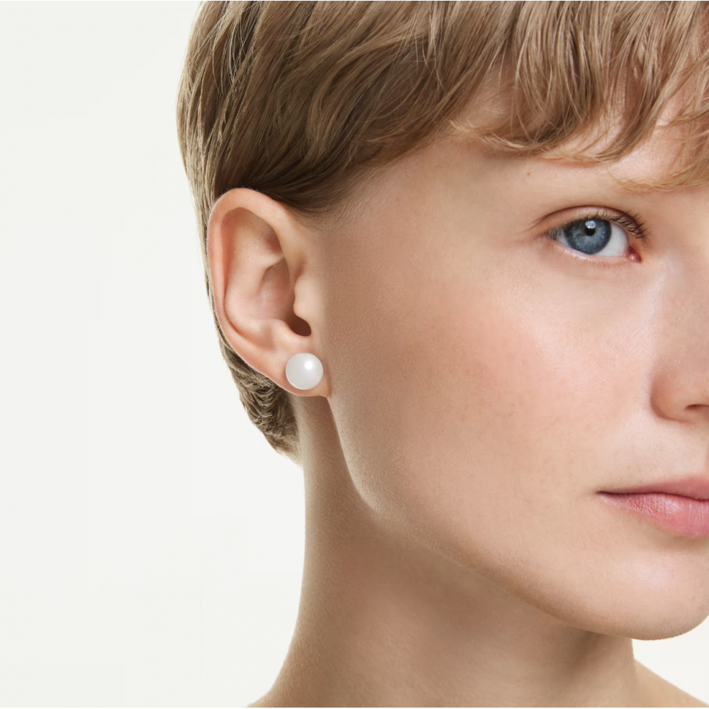 SWAROVSKI Σκουλαρίκια Matrix, Crystal pearl, Λευκό, Επιροδιωμένο 5747752