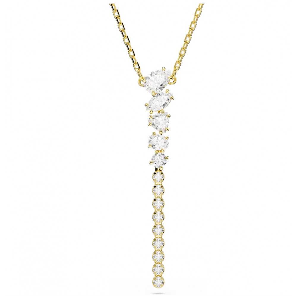 SWAROVSKI Κολιέ Mesmera, Σχήμα Υ, Μίξη Κοπών, Λευκό, Επιμετάλλωση με χρυσό 18K 5747997