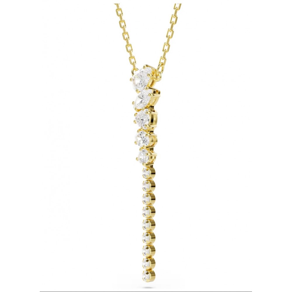 SWAROVSKI Κολιέ Mesmera, Σχήμα Υ, Μίξη Κοπών, Λευκό, Επιμετάλλωση με χρυσό 18K 5747997