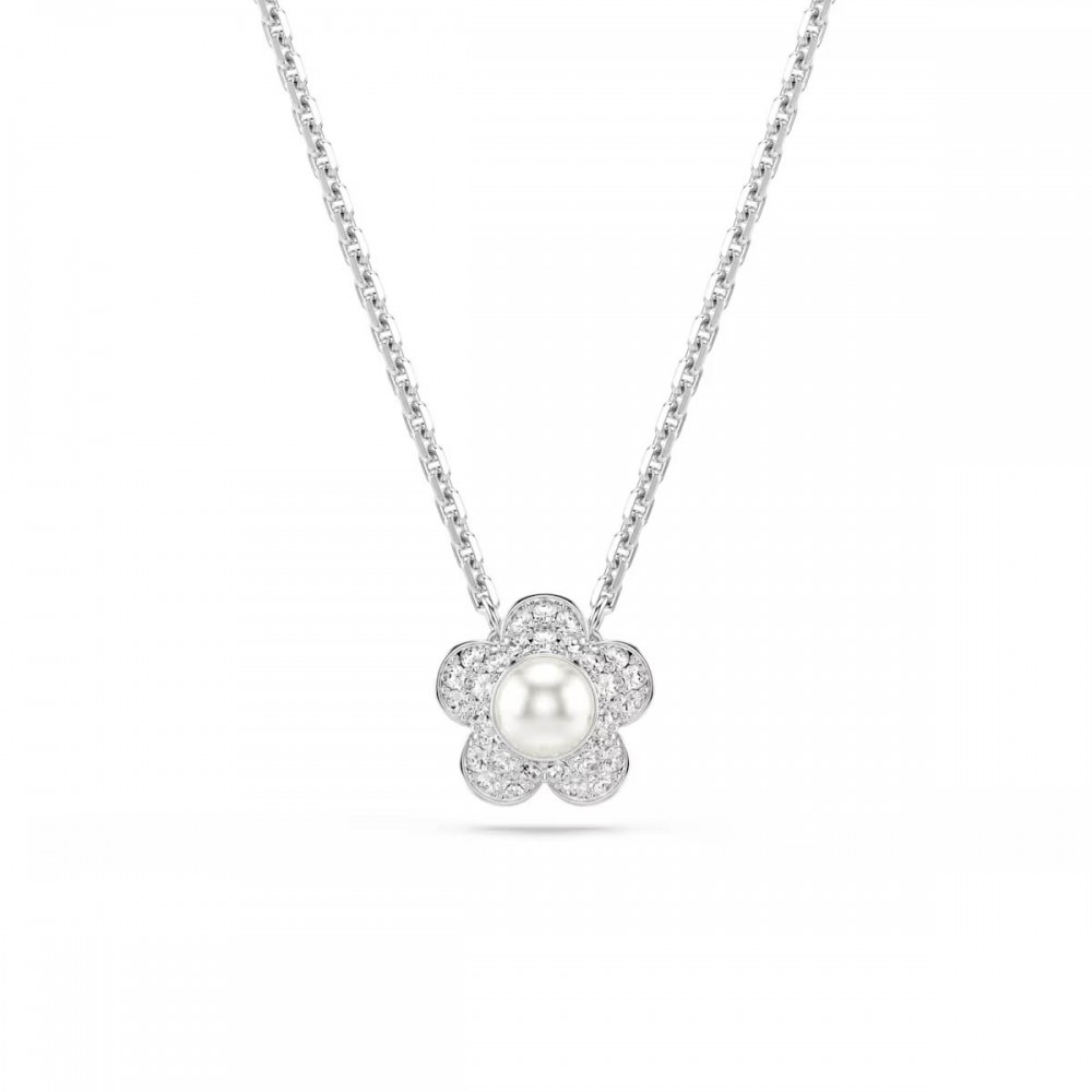 SWAROVSKI Angelic Set, Ariana Grande, Crystal pearl, Στρογγυλή κοπή, Λευκό, Λουλούδι, Επιροδιωμένο 5749180