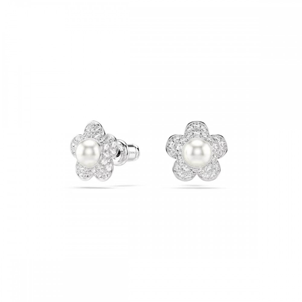 SWAROVSKI Angelic Set, Ariana Grande, Crystal pearl, Στρογγυλή κοπή, Λευκό, Λουλούδι, Επιροδιωμένο 5749180