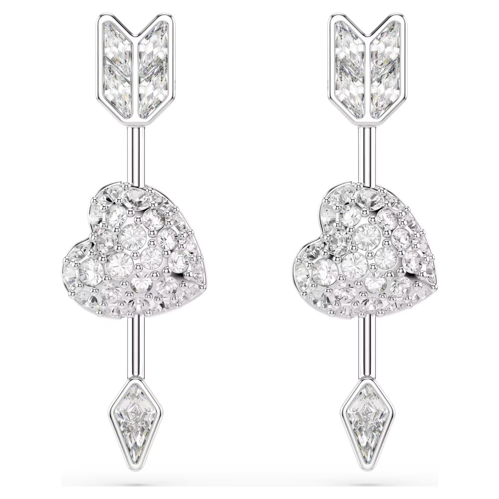 SWAROVSKI Σκουλαρίκια-σταγόνα Idyllia Μείξη κοπών, Λευκά, Επιμετάλλωση ροδίου 5749602