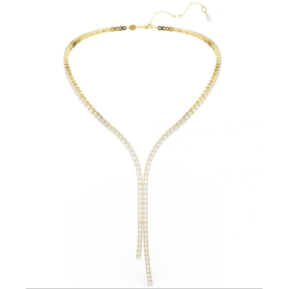 SWAROVSKI Κολιέ Matrix, Σχήμα Υ, Στρογγυλή Κοπή, Λευκό, Επιμετάλλωση με χρυσό 18K 5750601