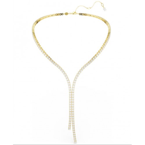 SWAROVSKI Κολιέ Matrix, Σχήμα Υ, Στρογγυλή Κοπή, Λευκό, Επιμετάλλωση με χρυσό 18K 5750601