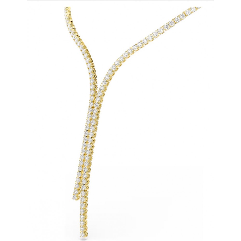 SWAROVSKI Κολιέ Matrix, Σχήμα Υ, Στρογγυλή Κοπή, Λευκό, Επιμετάλλωση με χρυσό 18K 5750601