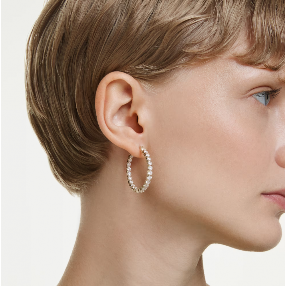 SWAROVSKI Κρίκοι Matrix, Στρογγυλή Κοπή, Λευκά, Επιμετάλλωση σε Χρυσό Τόνο 5750620