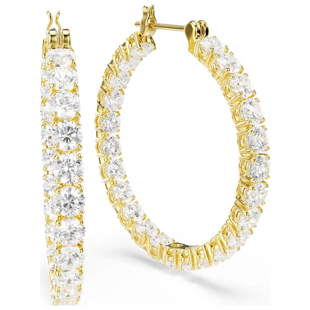 SWAROVSKI Κρίκοι Matrix, Στρογγυλή Κοπή, Λευκά, Επιμετάλλωση σε Χρυσό Τόνο 5750620