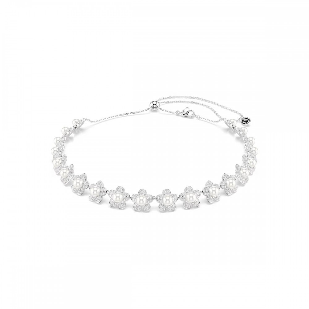 SWAROVSKI Τσόκερ Angelic Ariana Grande, Στρογγυλή κοπή, Λευκό, Λουλούδι, Επιροδιωμένο 5751250