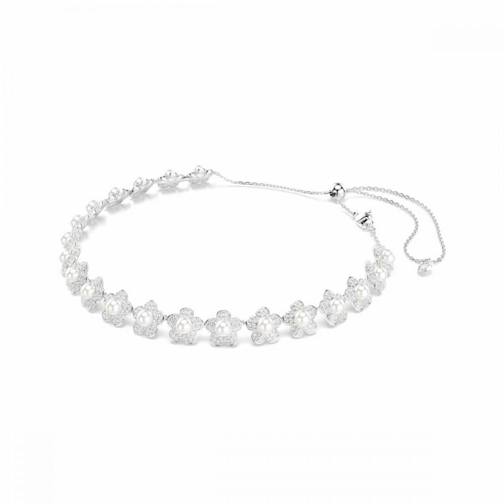 SWAROVSKI Τσόκερ Angelic Ariana Grande, Στρογγυλή κοπή, Λευκό, Λουλούδι, Επιροδιωμένο 5751250