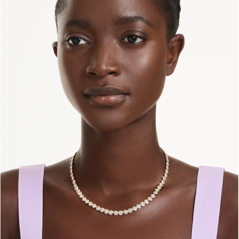 SWAROVSKI Una Angelic Κολιέ Στρογγυλή Κοπή, Λευκό, Επιμετάλλωση σε Χρυσό Τόνο 5751560