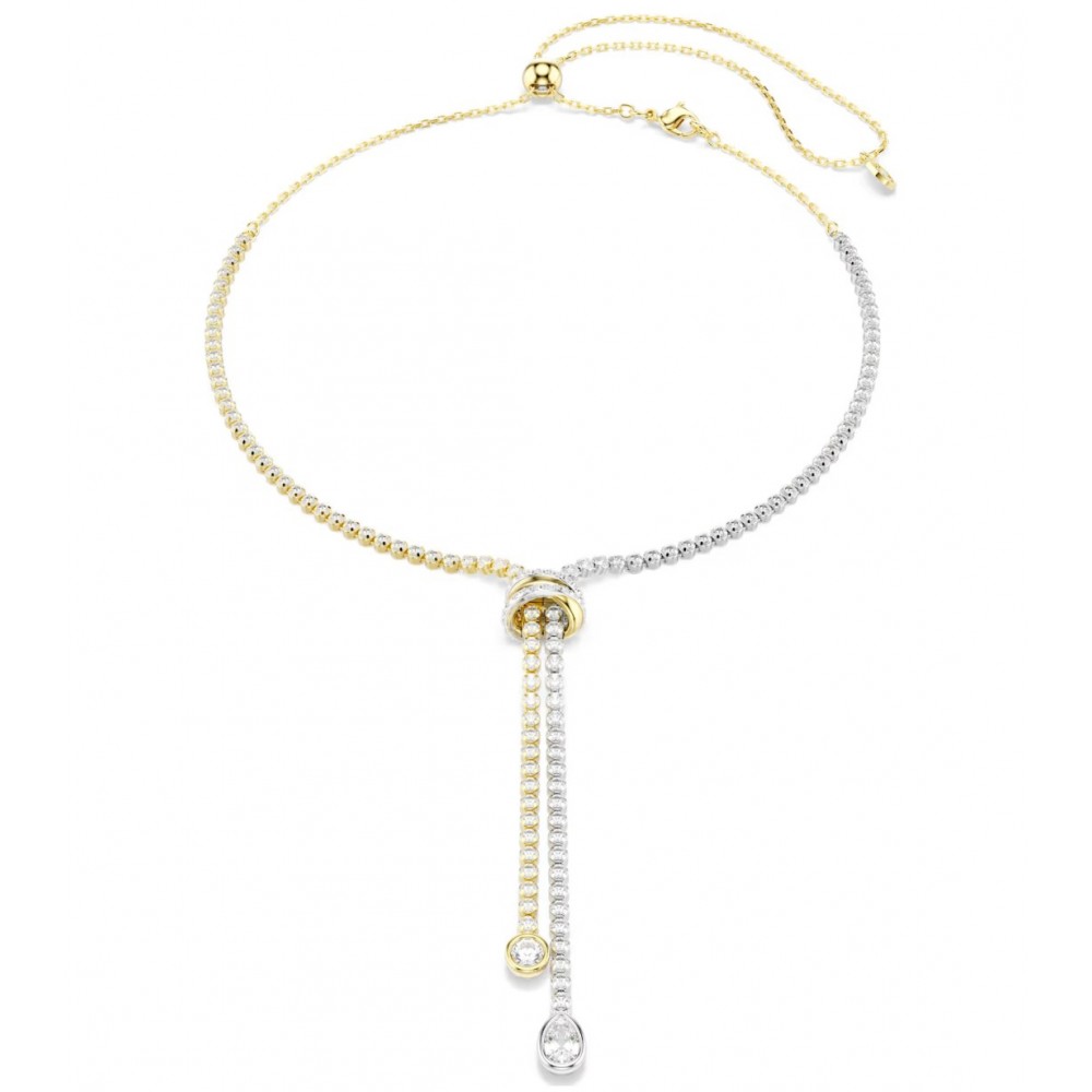 SWAROVSKI Κολιέ Hyperbola, Σχήμα Υ, Στρογγυλή Κοπή, Λευκό, Κόμπος, Φινίρισμα από διάφορα Μέταλλα 5752854