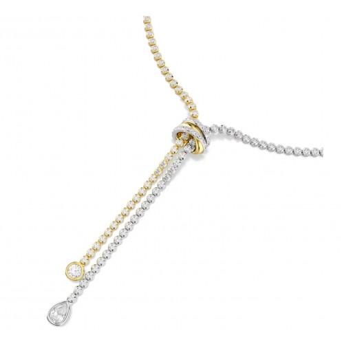 SWAROVSKI Κολιέ Hyperbola, Σχήμα Υ, Στρογγυλή Κοπή, Λευκό, Κόμπος, Φινίρισμα από διάφορα Μέταλλα 5752854