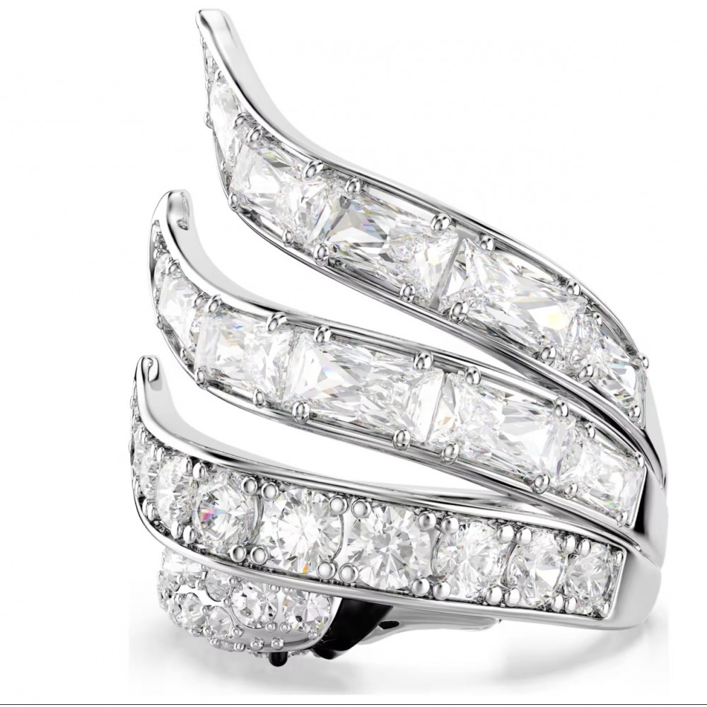 SWAROVSKI Δαχτυλίδι Coctail Vienna Μίξη κοπών, Κύκνος, Λευκό, Επιμετάλλωση ροδίου 5762206