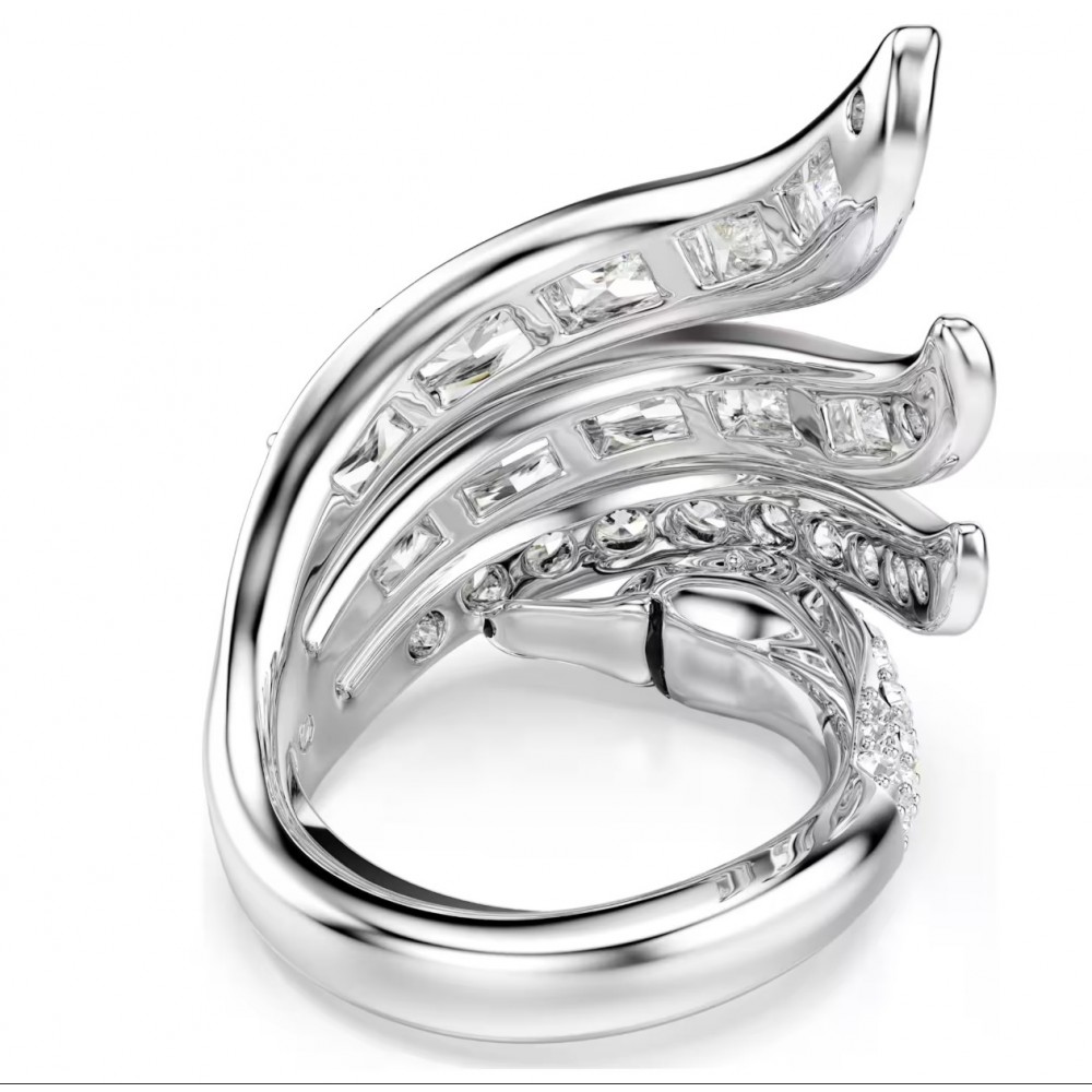 SWAROVSKI Δαχτυλίδι Coctail Vienna Μίξη κοπών, Κύκνος, Λευκό, Επιμετάλλωση ροδίου 5762206