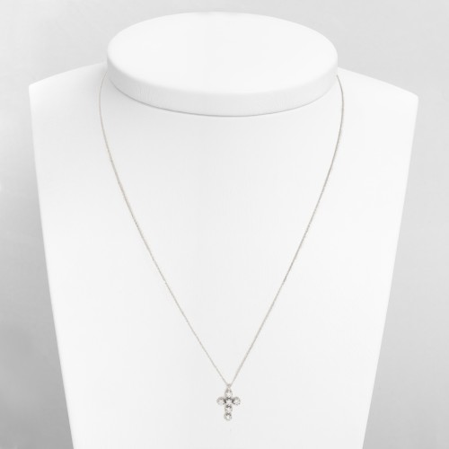 18Κ Λευκόχρυσο Κολιέ Σταυρός με Οικολογικά Διαμάντια LA5909L1