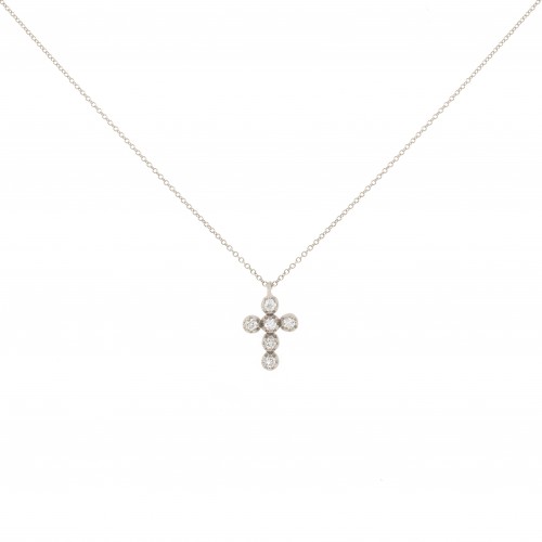 18Κ Λευκόχρυσο Κολιέ Σταυρός με Οικολογικά Διαμάντια LA5909L1