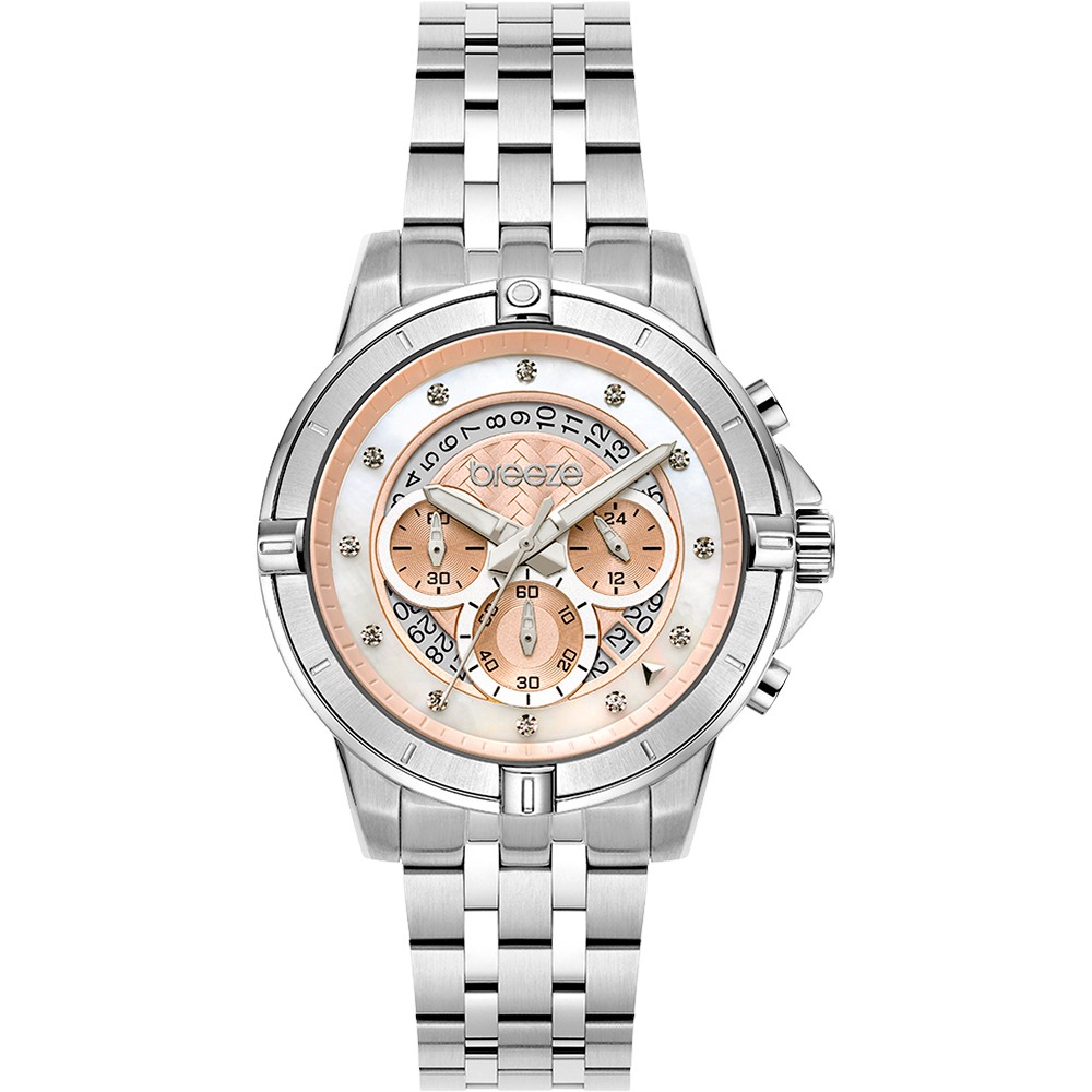 BREEZE Divinia Crystals Silver Stainless Steel Chronograph 612311.4