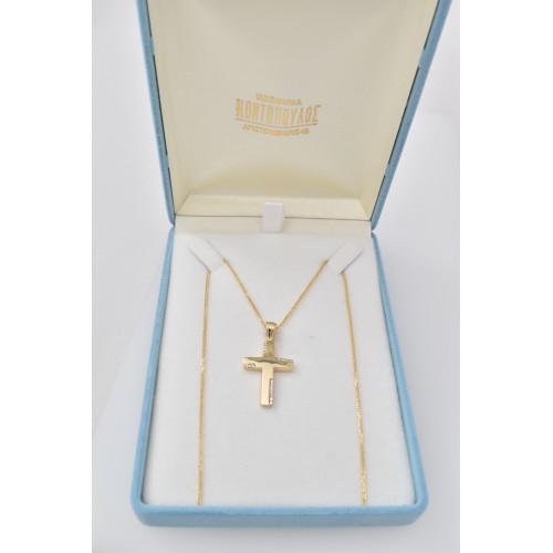 14Κ Χρυσός Σταυρός με Ζιργκόν S000615