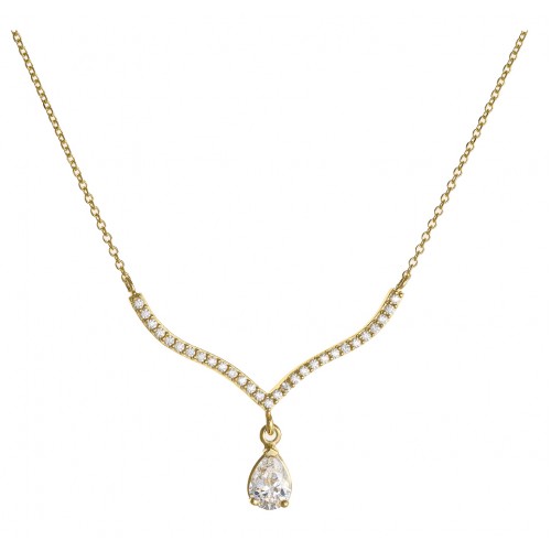 14Κ Λευκόχρυσο Κολιέ με Λευκό Ζιργκόν 6209K1