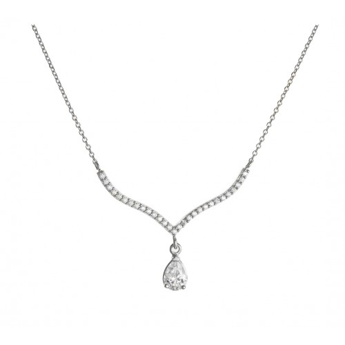 14K Λευκόχρυσο Κολιέ με Λευκά Ζιργκόν 6209L1