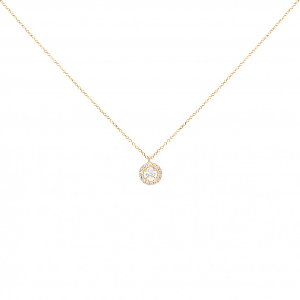 14K Χρυσό Κολιέ Ροζέτα με Λευκό Ζιργκόν 6314K1