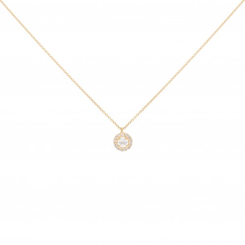 14K Χρυσό Κολιέ Ροζέτα με Λευκό Ζιργκόν 6314L1