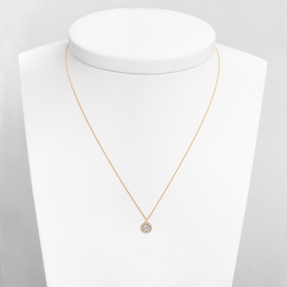 14K Χρυσό Κολιέ Ροζέτα με Λευκό Ζιργκόν 6314K1