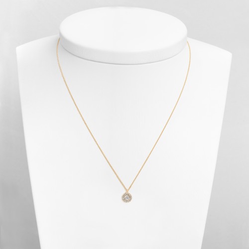 14K Χρυσό Κολιέ Ροζέτα με Λευκό Ζιργκόν 6314L1