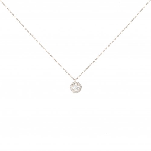14K Λευκόχρυσο Κολιέ Ροζέτα με Λευκό Ζιργκόν 6314L17