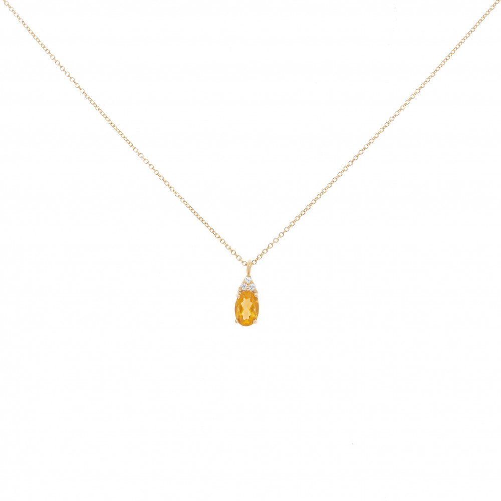 14K Xρυσό Κολιέ Με Διαμάντια και Citrine 6351CIT