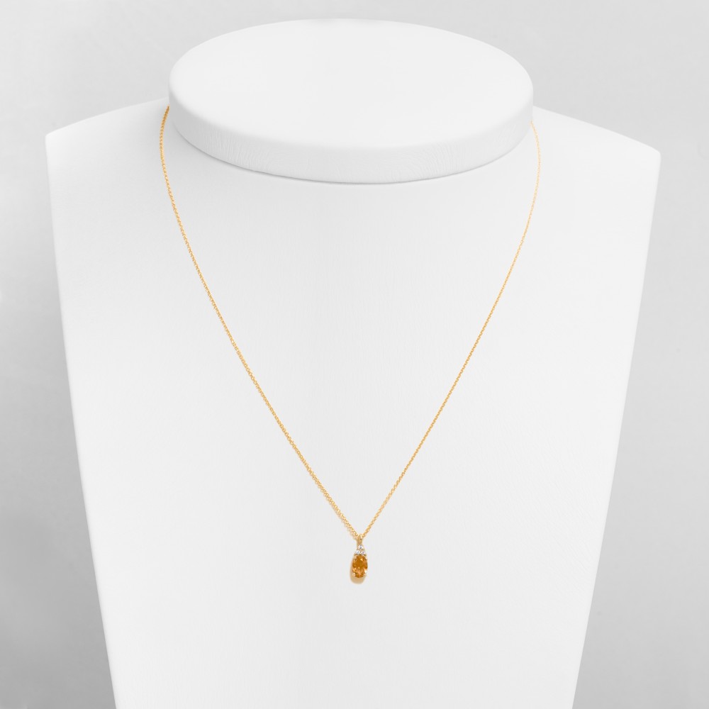 14K Xρυσό Κολιέ Με Διαμάντια και Citrine 6351CIT